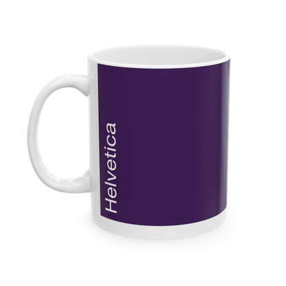 Helvetica Ceramic Mug for Designers , (11oz, 15oz, lavender, white)