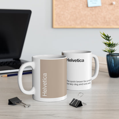 Helvetica Ceramic Mug for Designers , (11oz, 15oz, beige, white)