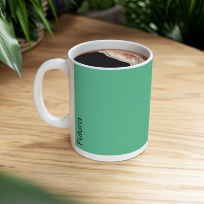 Futura Ceramic Mug for Designers , (11oz, 15oz, green, white)