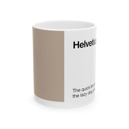 Helvetica Ceramic Mug for Designers , (11oz, 15oz, beige, white)