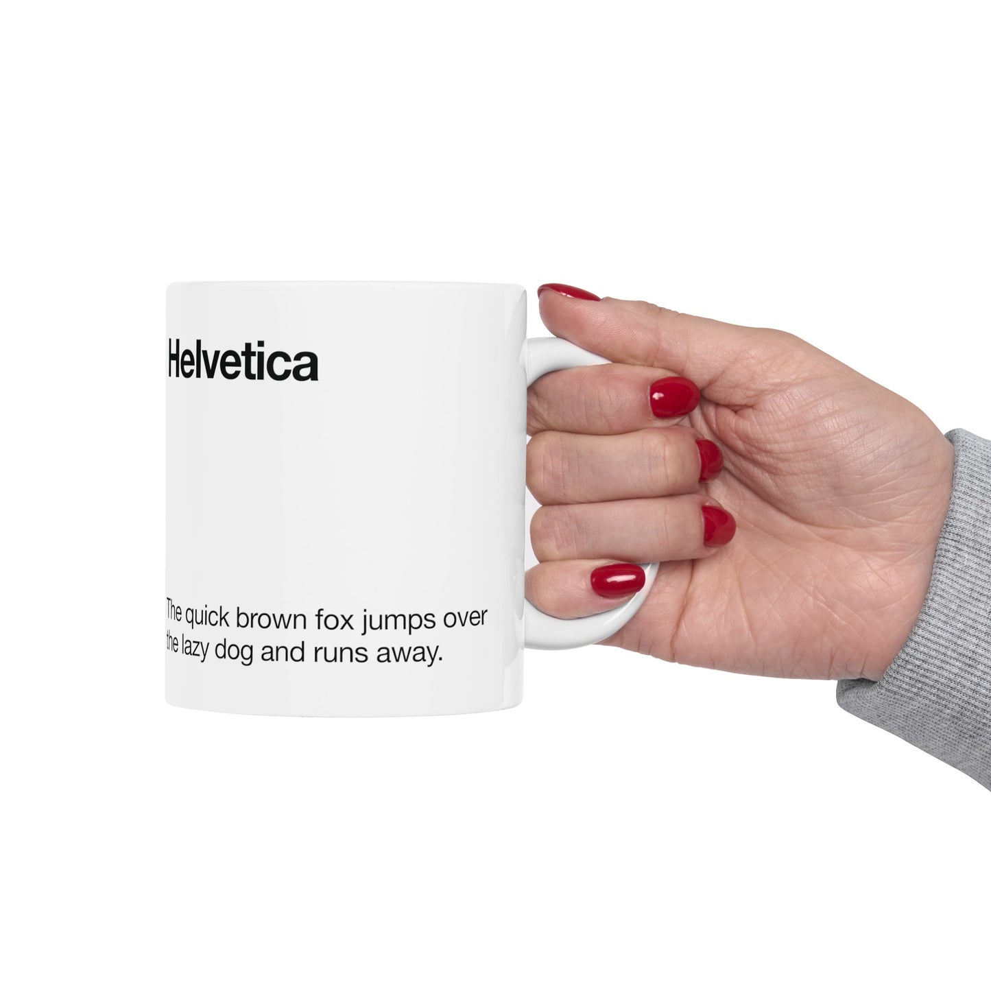 Helvetica Ceramic Mug for Designers , (11oz, 15oz, greige, white)