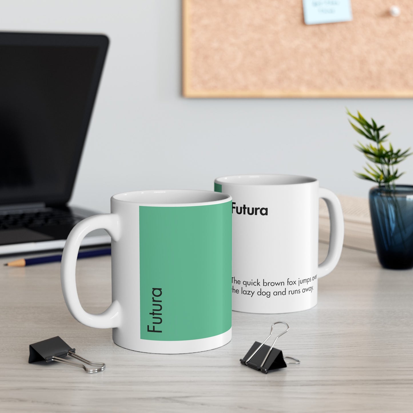 Futura Ceramic Mug for Designers , (11oz, 15oz, green, white)