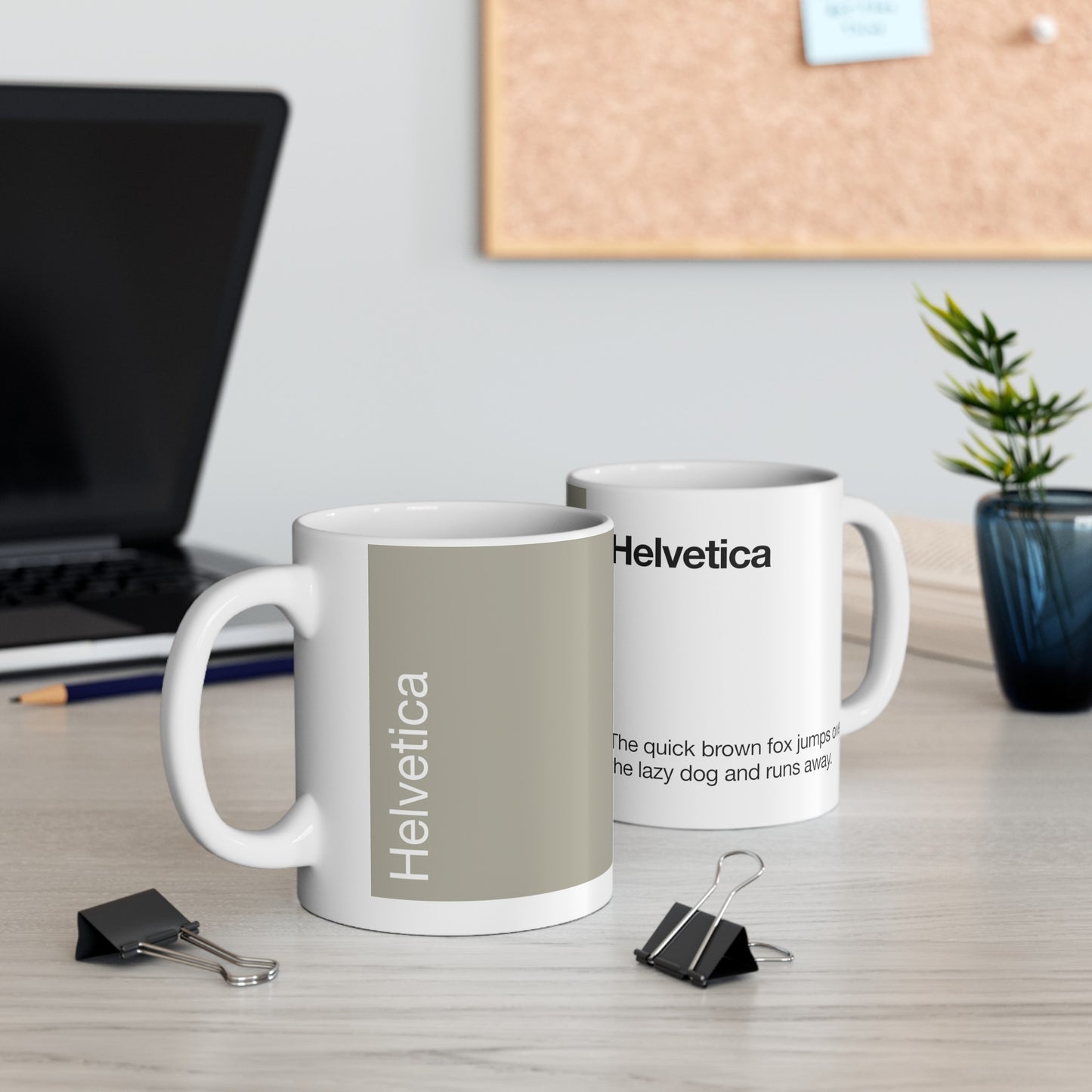 Helvetica Ceramic Mug for Designers , (11oz, 15oz, greige, white)