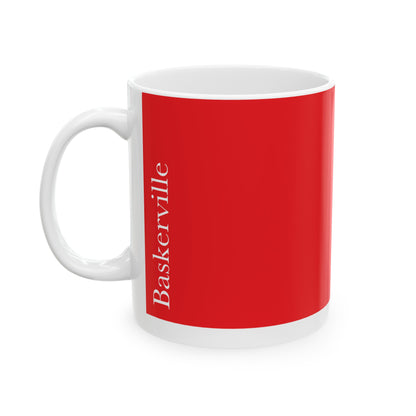 Baskerville Ceramic Mug (11oz, 15oz, red, white) US