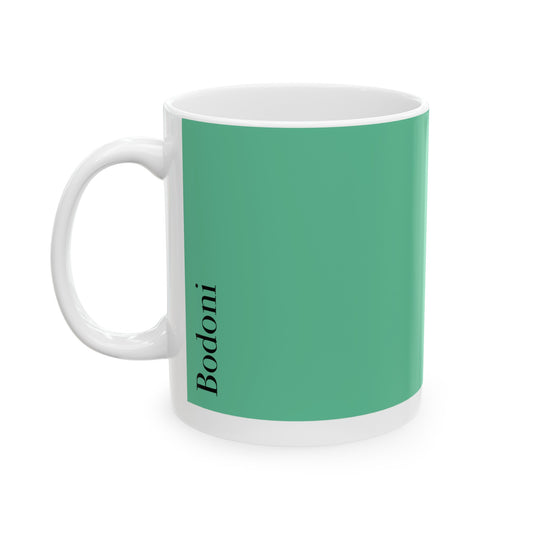 Bodoni Ceramic Mug (11oz, 15oz, green, white) US