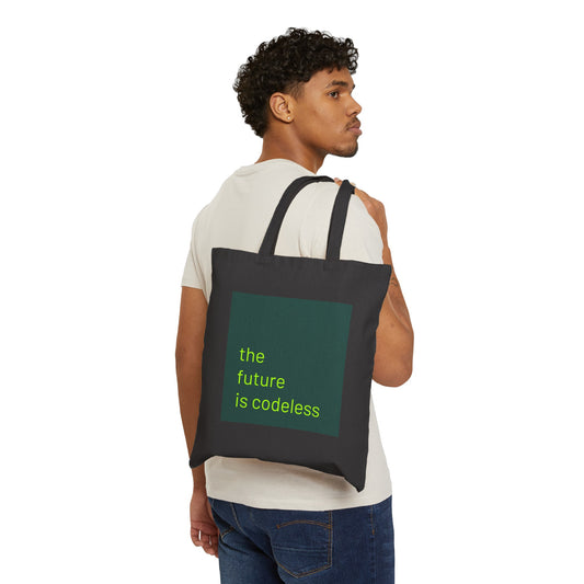 The future is codeless - Cotton Tote Bag (black, pure green)