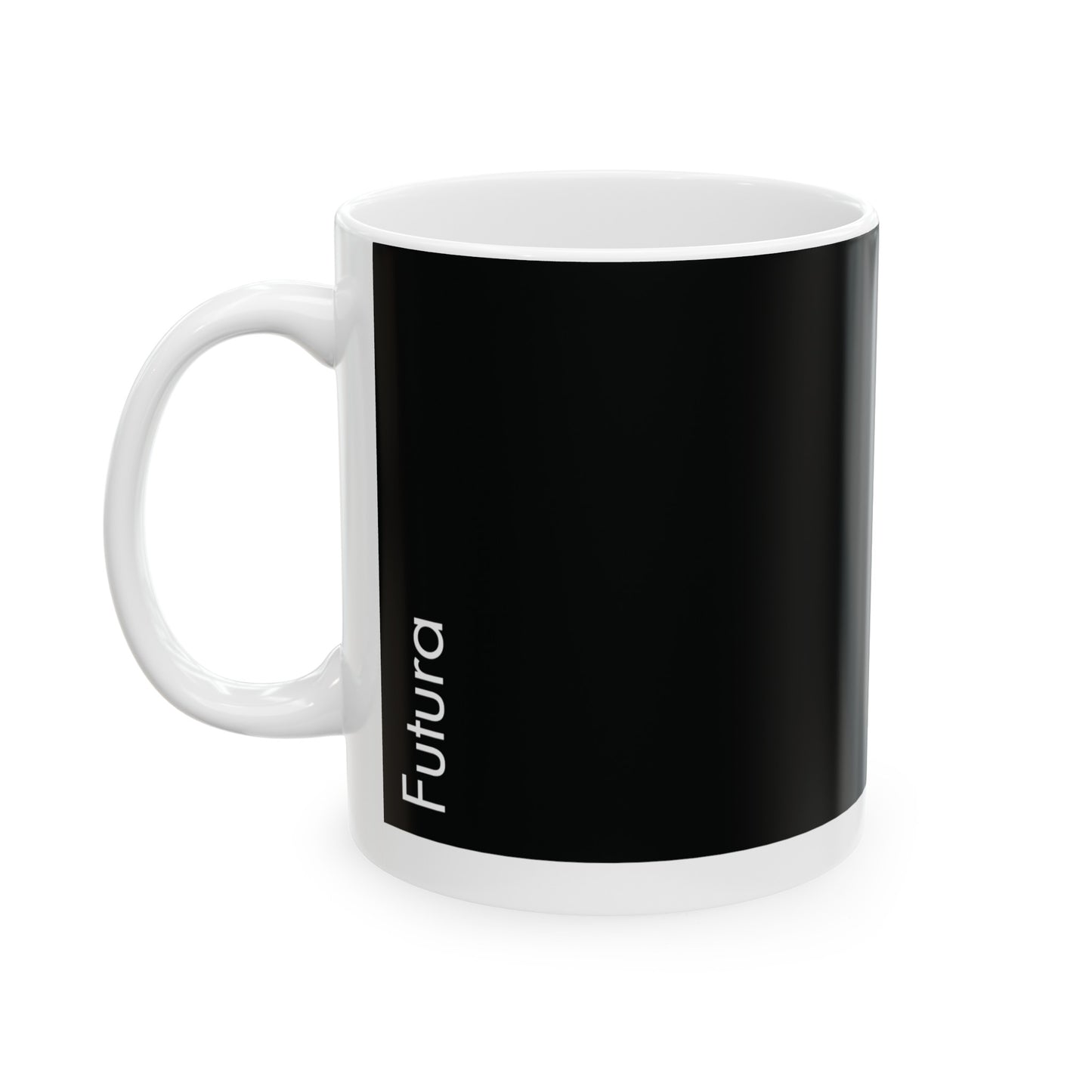 Futura Ceramic Mug for Designers , (11oz, 15oz, black, white)