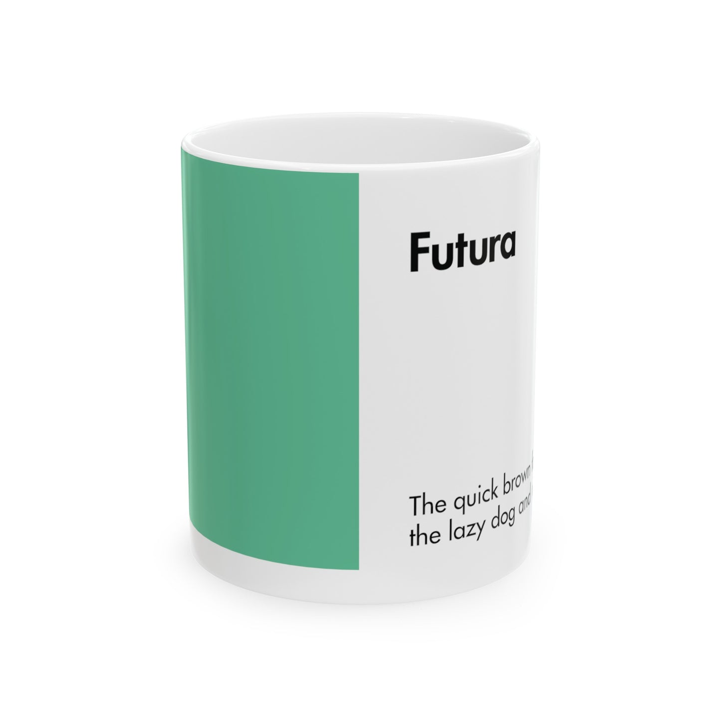 Futura Ceramic Mug for Designers , (11oz, 15oz, green, white)